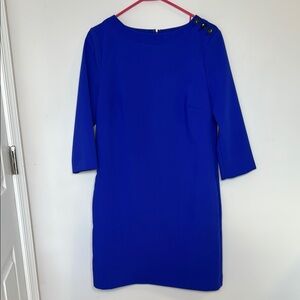 Banana Republic Blue Button Shoulder Dress 3/4 Sleeve Size 4